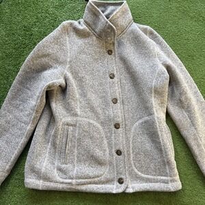 Women's Grey Button-Up Fleece Jacket